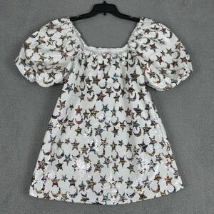 Buddy Love RaeLynn Dress Womens‎ XS White Multi Brenna Galaxy Sequin Mini Puff